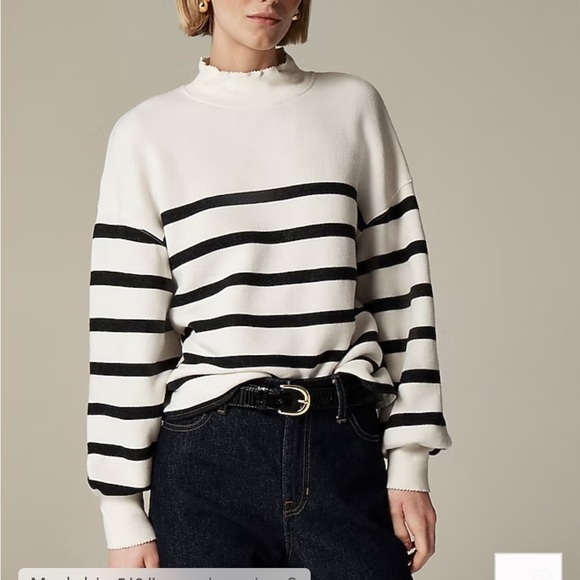 J crew Heritage terry mockneck sweatshirt in stripe - Picture 1 of 6